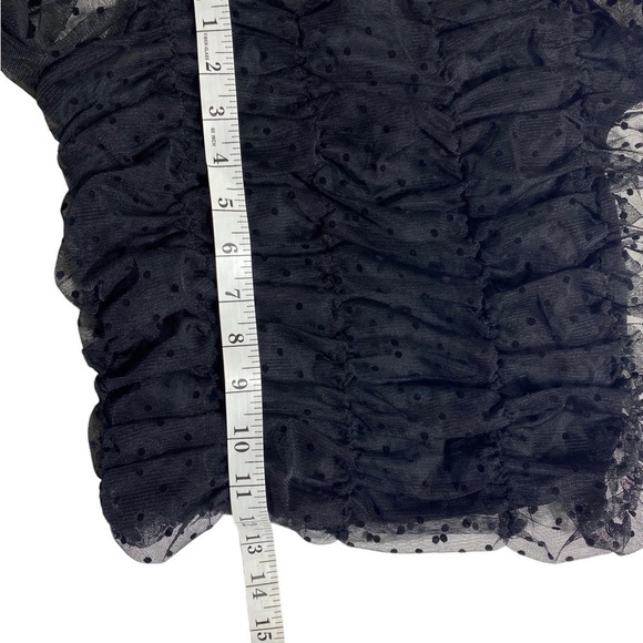 Ambiance Black Sheer Smocked Blouse Size Medium - Picture 4 of 5